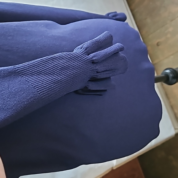 COS deep plum knit mock neck top with ruffled sleeves. - Picture 2 of 6